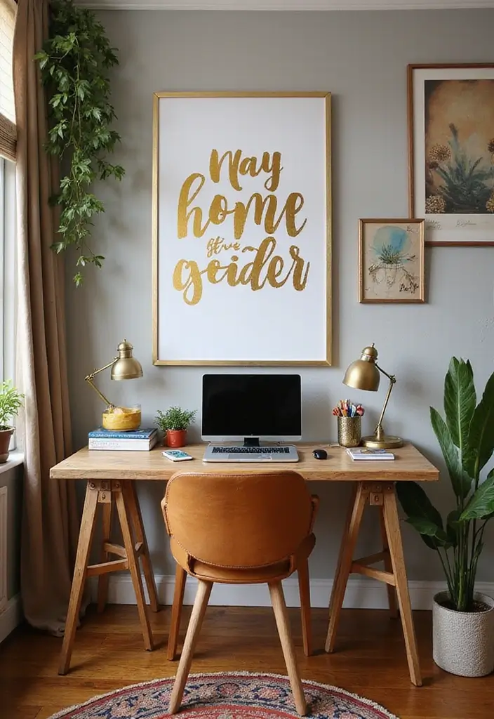 59+ Gold Wall Art Ideas for a Luxurious Touch - 44. Gold Creative Typography Art