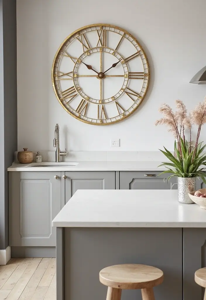 59+ Gold Wall Art Ideas for a Luxurious Touch - 50. Gold Clock Wall Art