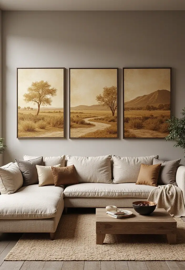 59+ Gold Wall Art Ideas for a Luxurious Touch - 58. Gold Landscape Designs