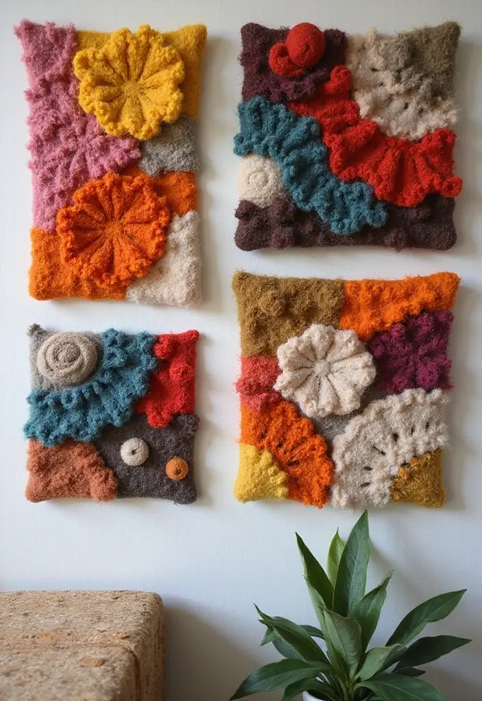 60+ Green Wall Art Ideas to Bring Nature Indoors - 10. Felted Wall Hangings