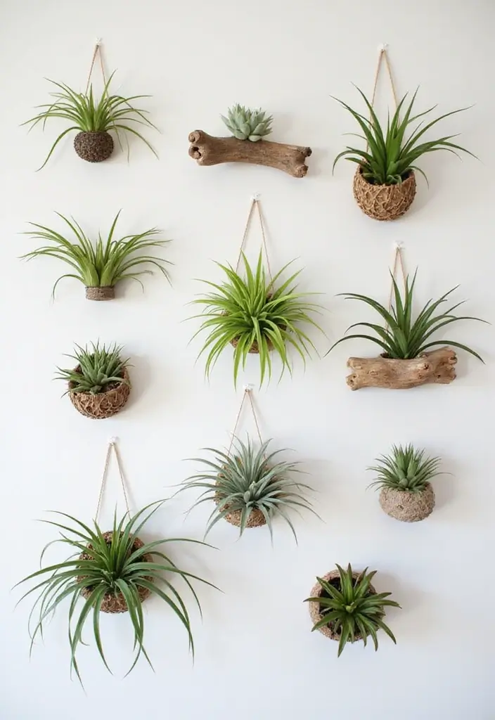 60+ Green Wall Art Ideas to Bring Nature Indoors - 13. Air Plant Wall Displays
