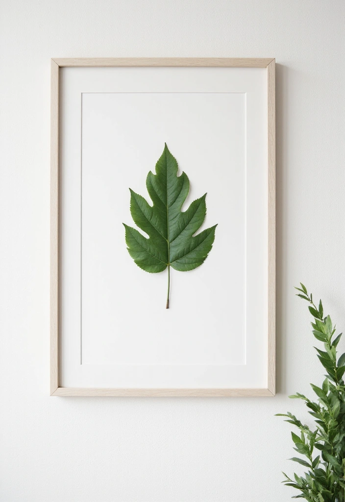 60+ Green Wall Art Ideas to Bring Nature Indoors - 14. Minimalist Leaf Art