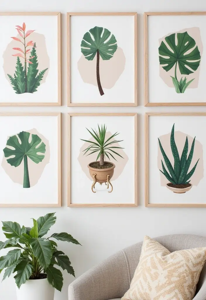 60+ Green Wall Art Ideas to Bring Nature Indoors - 15. Geometric Plant Art