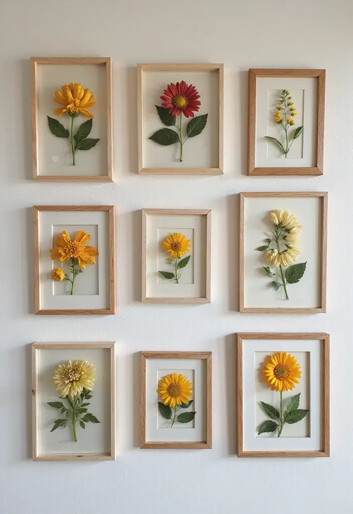 60+ Green Wall Art Ideas to Bring Nature Indoors - 2. DIY Pressed Flower Art