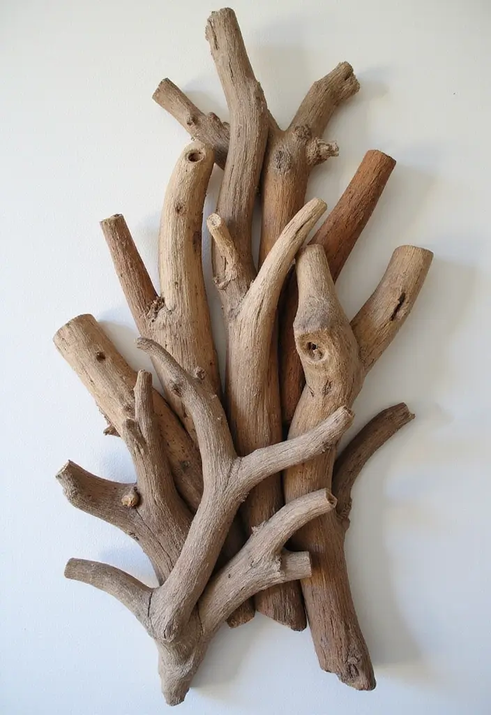 60+ Green Wall Art Ideas to Bring Nature Indoors - 27. Creative Use of Driftwood