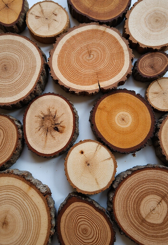 60+ Green Wall Art Ideas to Bring Nature Indoors - 29. Wooden Slice Art