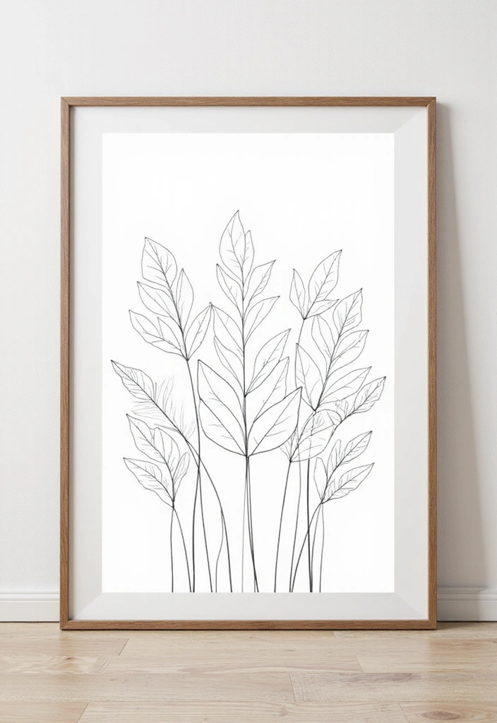 60+ Green Wall Art Ideas to Bring Nature Indoors - 44. Leafy Line Art