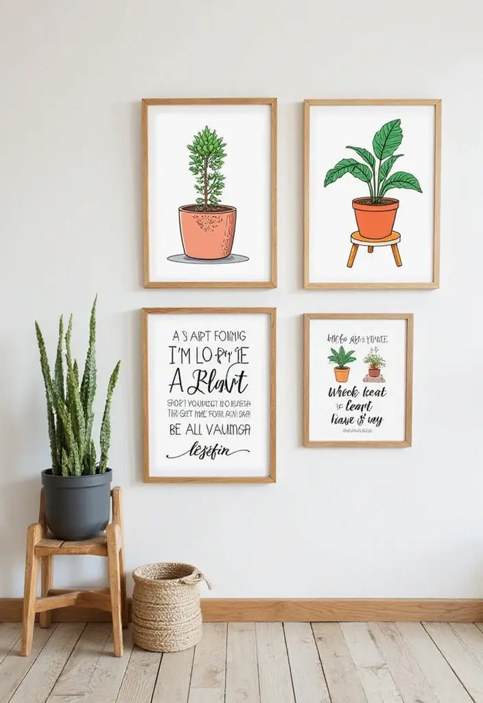 60+ Green Wall Art Ideas to Bring Nature Indoors - 48. Plant Puns Art