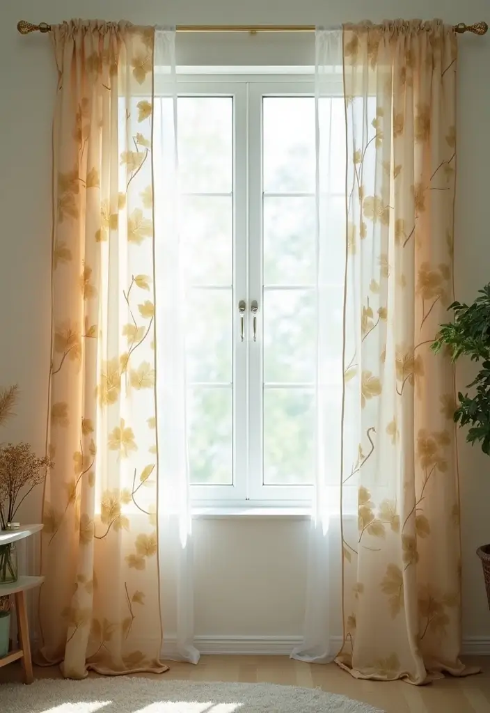 60+ Green Wall Art Ideas to Bring Nature Indoors - 50. Nature-Inspired Window Treatments