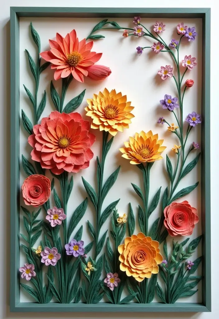 60+ Green Wall Art Ideas to Bring Nature Indoors - 52. Paper Quilling Art