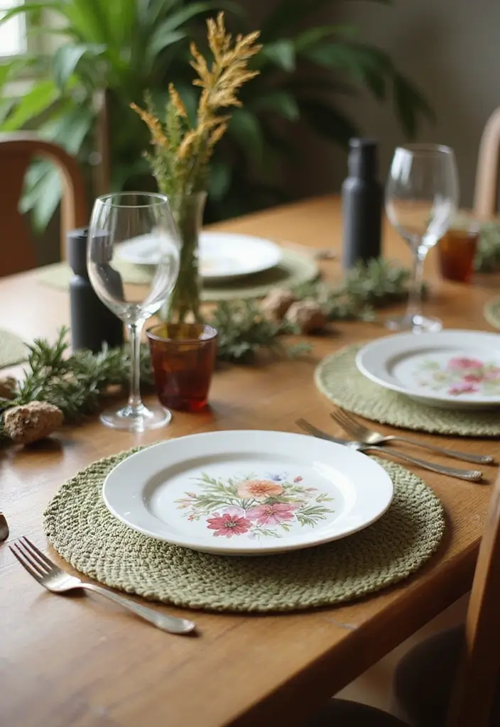 60+ Green Wall Art Ideas to Bring Nature Indoors - 54. Nature-Inspired Placemats