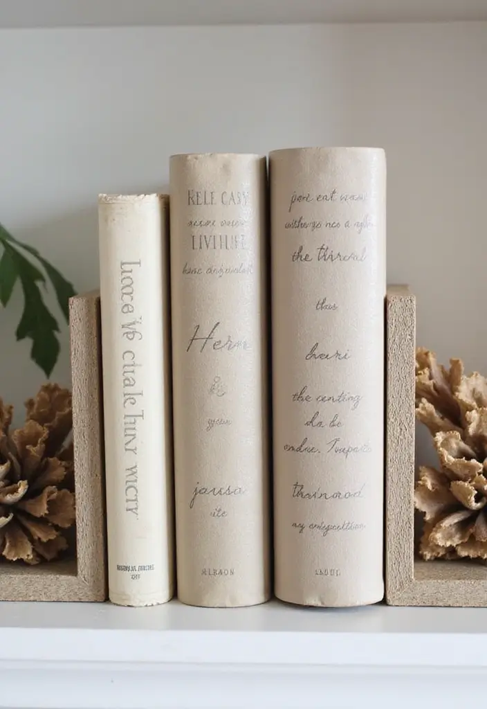 60+ Green Wall Art Ideas to Bring Nature Indoors - 56. Nature-Inspired Bookends