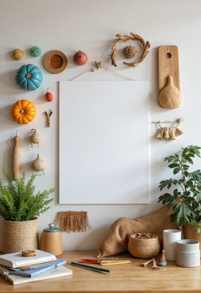 60+ Green Wall Art Ideas to Bring Nature Indoors - 59. Eco-Friendly Art Supplies Display