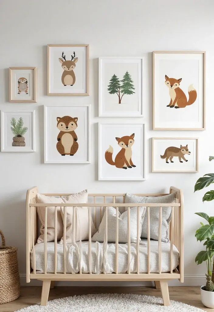 61+ Nursery Wall Art Ideas for a Whimsical Space - 1. Forest Friends: Nature-Inspired Prints
