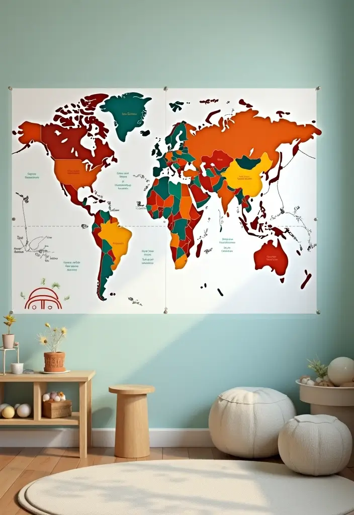 61+ Nursery Wall Art Ideas for a Whimsical Space - 16. Interactive Maps