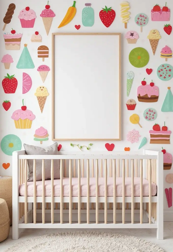 61+ Nursery Wall Art Ideas for a Whimsical Space - 19. Cheerful Sweets and Treats
