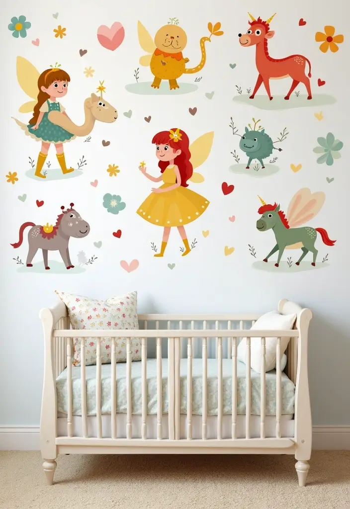 61+ Nursery Wall Art Ideas for a Whimsical Space - 26. Charming Fairy Tale Illustrations