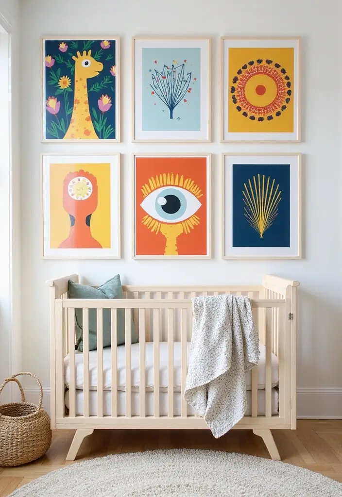 61+ Nursery Wall Art Ideas for a Whimsical Space - 27. Bold Graphic Prints