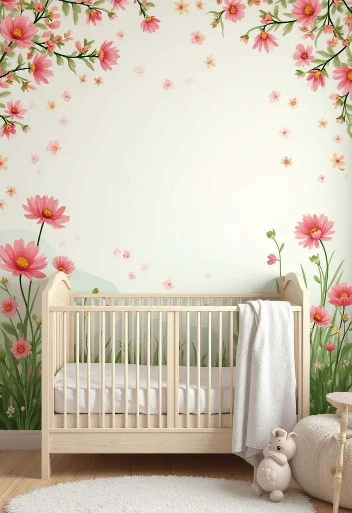 61+ Nursery Wall Art Ideas for a Whimsical Space - 30. Charming Garden Scenes