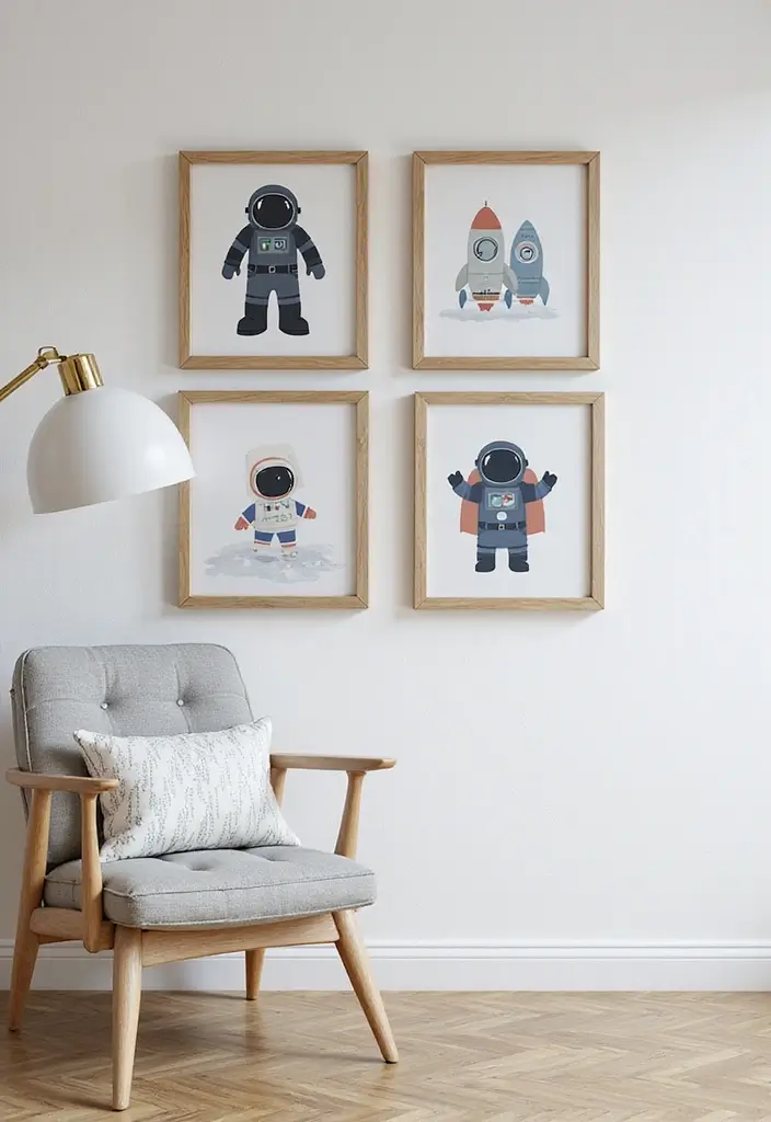 61+ Nursery Wall Art Ideas for a Whimsical Space - 33. Adventurous Space Explorers
