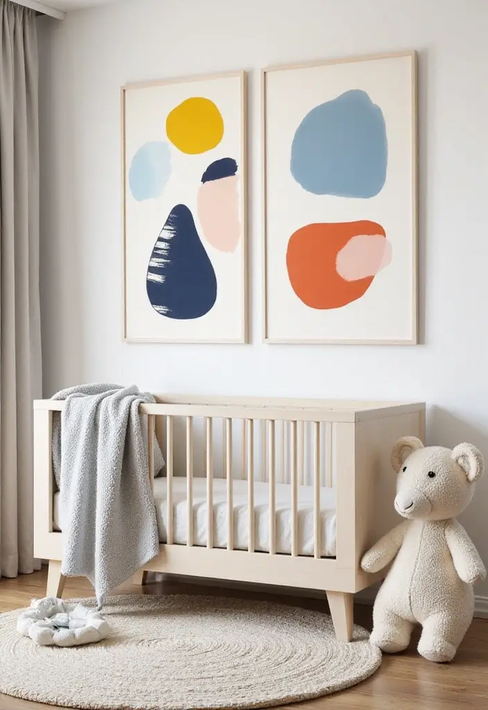 61+ Nursery Wall Art Ideas for a Whimsical Space - 38. Modern Abstract Art
