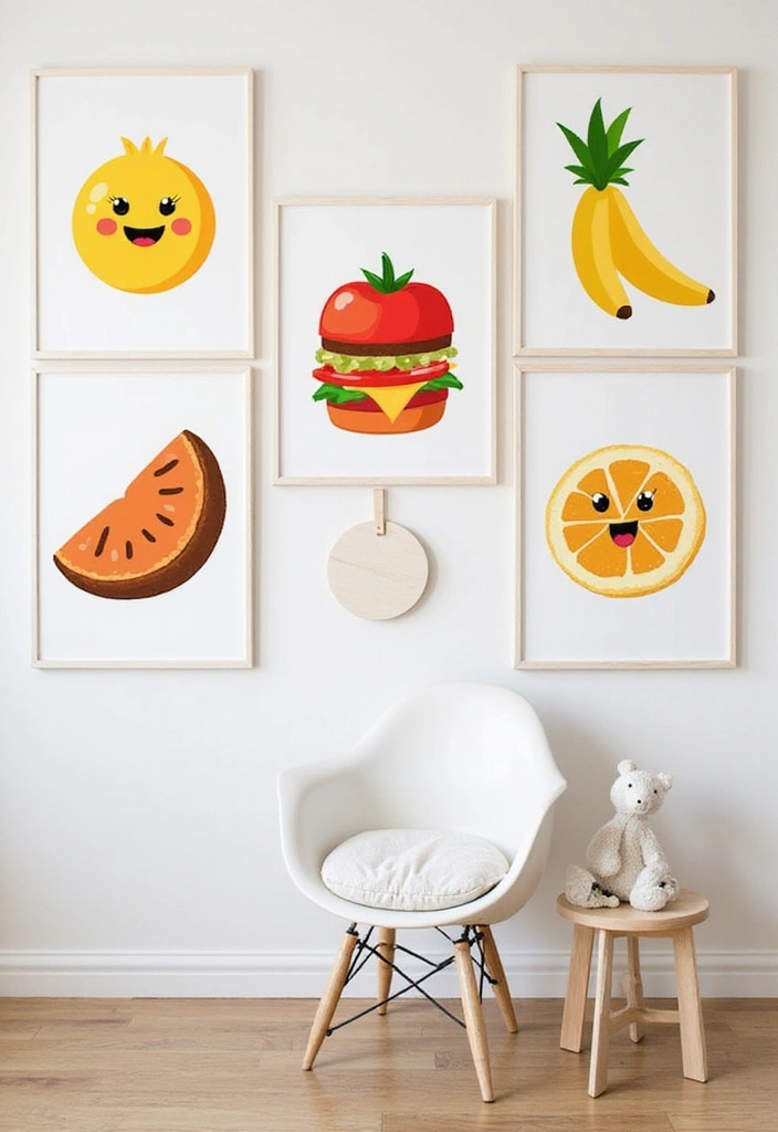 61+ Nursery Wall Art Ideas for a Whimsical Space - 41. Fun Food Characters