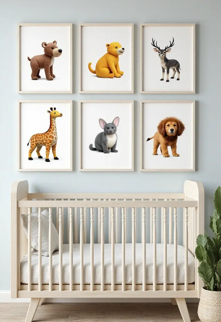 61+ Nursery Wall Art Ideas for a Whimsical Space - 48. Vibrant Wildlife Prints