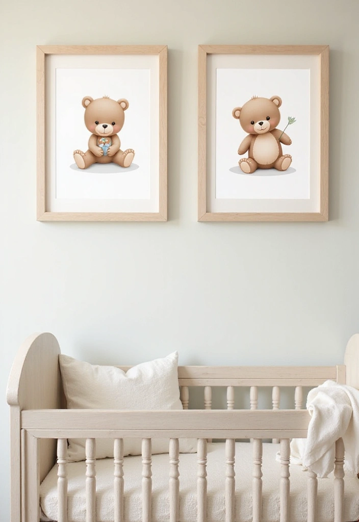 61+ Nursery Wall Art Ideas for a Whimsical Space - 51. Adorable Baby Bear Art