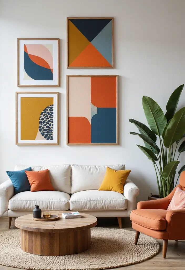 62+ Retro Wall Art Ideas for a Vintage Vibe - 1. Bold Geometric Prints