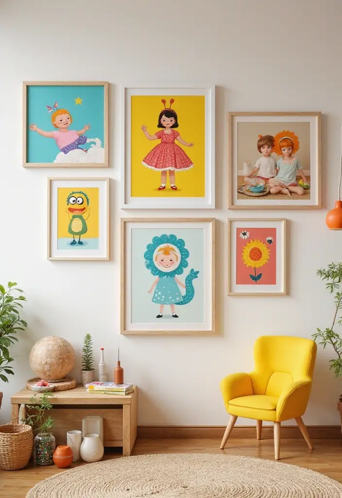 62+ Retro Wall Art Ideas for a Vintage Vibe - 16. Colorful Retro Illustrations
