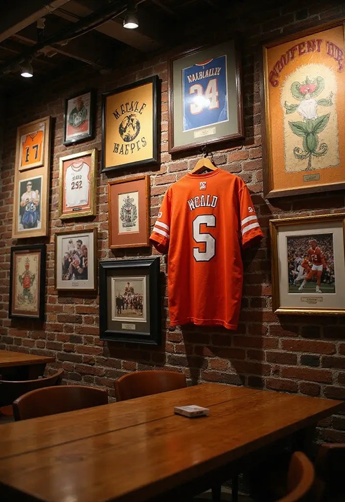 62+ Retro Wall Art Ideas for a Vintage Vibe - 20. Retro Sports Memorabilia