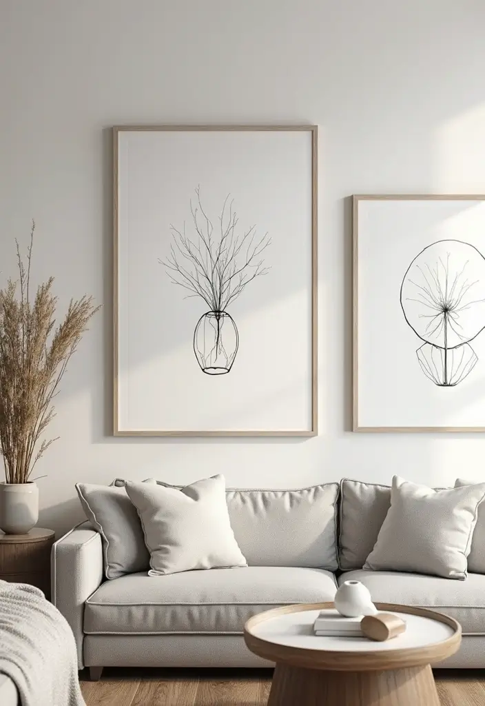 62+ Retro Wall Art Ideas for a Vintage Vibe - 21. Artistic Line Drawings
