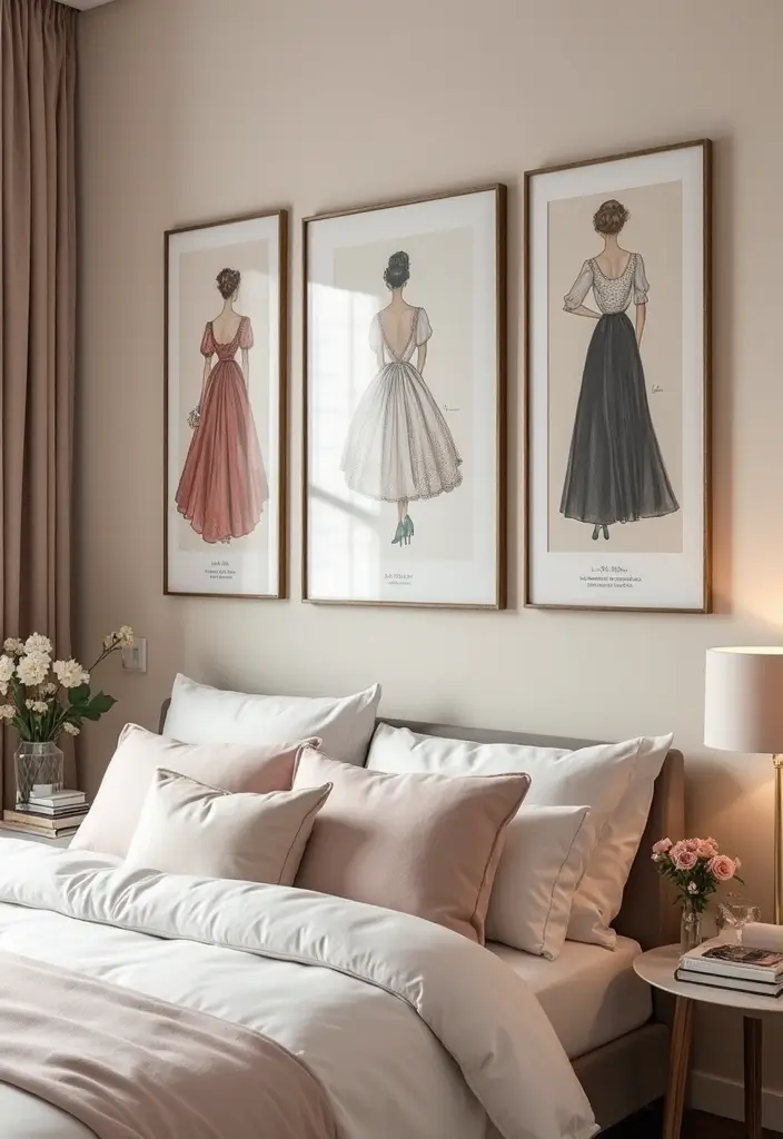 62+ Retro Wall Art Ideas for a Vintage Vibe - 25. Vintage Fashion Illustrations