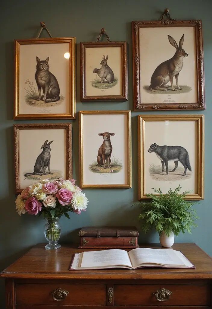 62+ Retro Wall Art Ideas for a Vintage Vibe - 39. Vintage Illustrations of Animals