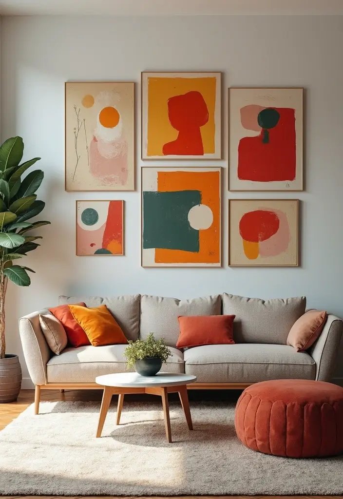62+ Retro Wall Art Ideas for a Vintage Vibe - 4. Mid-Century Abstract Art