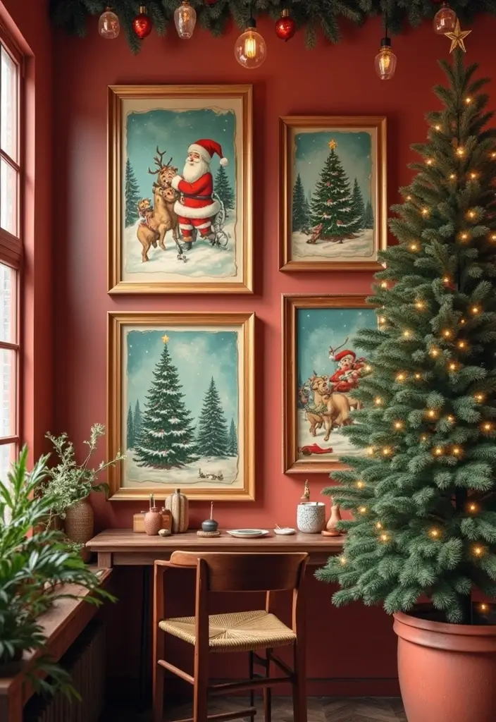 62+ Retro Wall Art Ideas for a Vintage Vibe - 44. Retro Holiday Art