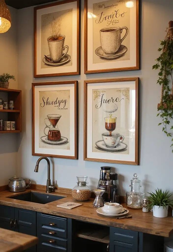 62+ Retro Wall Art Ideas for a Vintage Vibe - 45. Vintage Coffee Shop Art