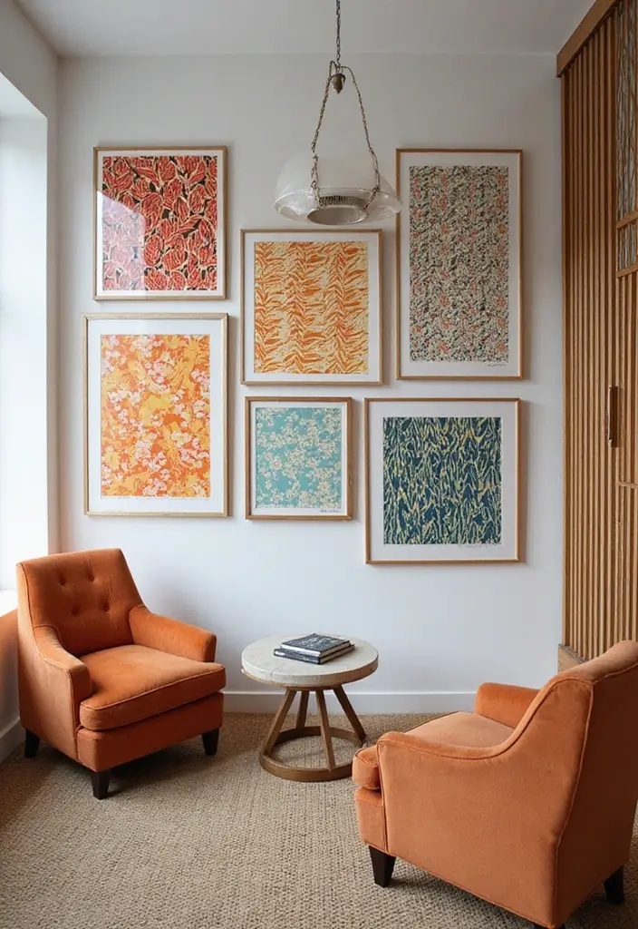 62+ Retro Wall Art Ideas for a Vintage Vibe - 46. Retro Patterned Wallpaper Art