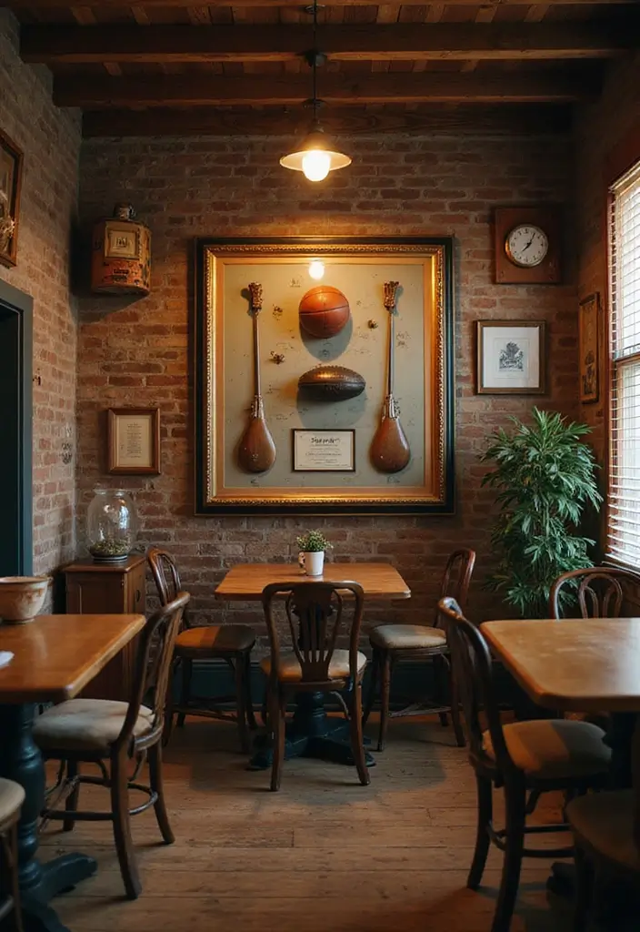 62+ Retro Wall Art Ideas for a Vintage Vibe - 49. Vintage Sports Equipment Art