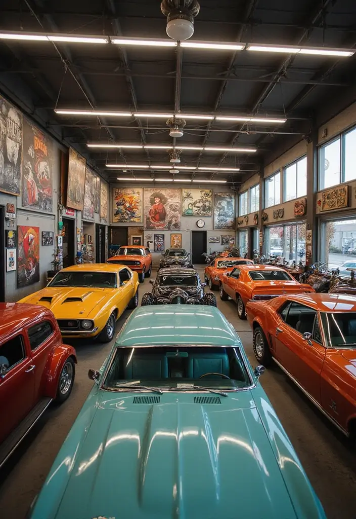 62+ Retro Wall Art Ideas for a Vintage Vibe - 50. Retro Car and Motorcycle Art
