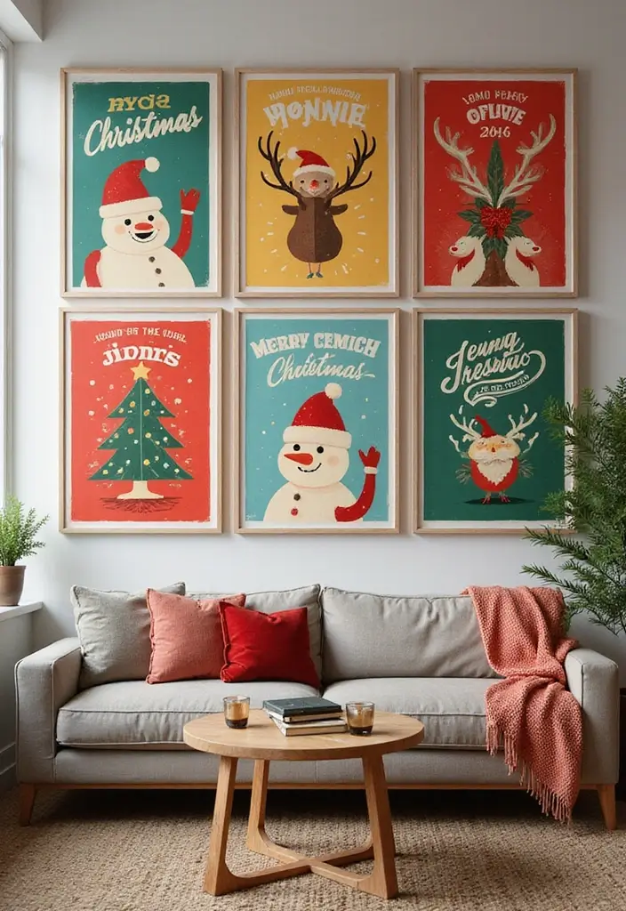 62+ Retro Wall Art Ideas for a Vintage Vibe - 54. Retro Holiday Posters