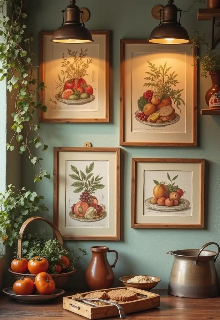 62+ Retro Wall Art Ideas for a Vintage Vibe - 55. Vintage Art of Culinary Delights