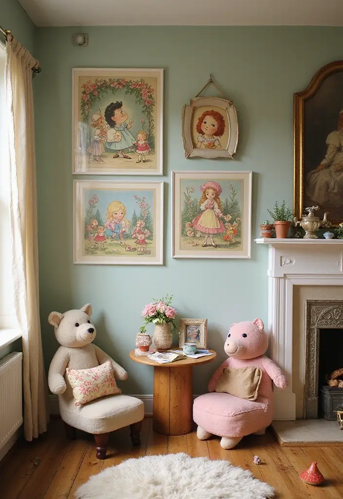62+ Retro Wall Art Ideas for a Vintage Vibe - 57. Vintage Children’s Book Illustrations