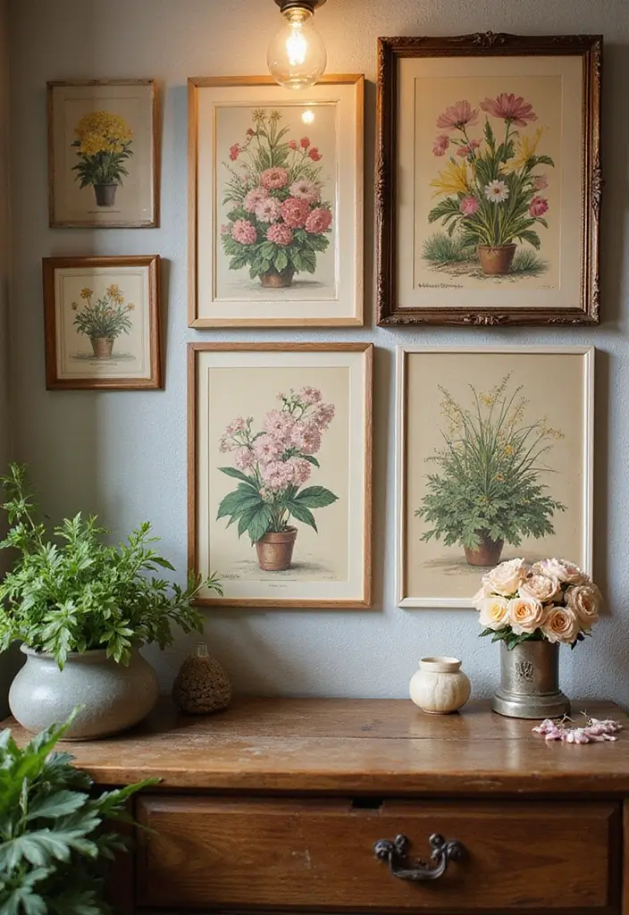 62+ Retro Wall Art Ideas for a Vintage Vibe - 61. Vintage Gardening Art