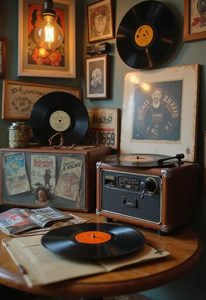 62+ Retro Wall Art Ideas for a Vintage Vibe - 9. Vintage Record Art