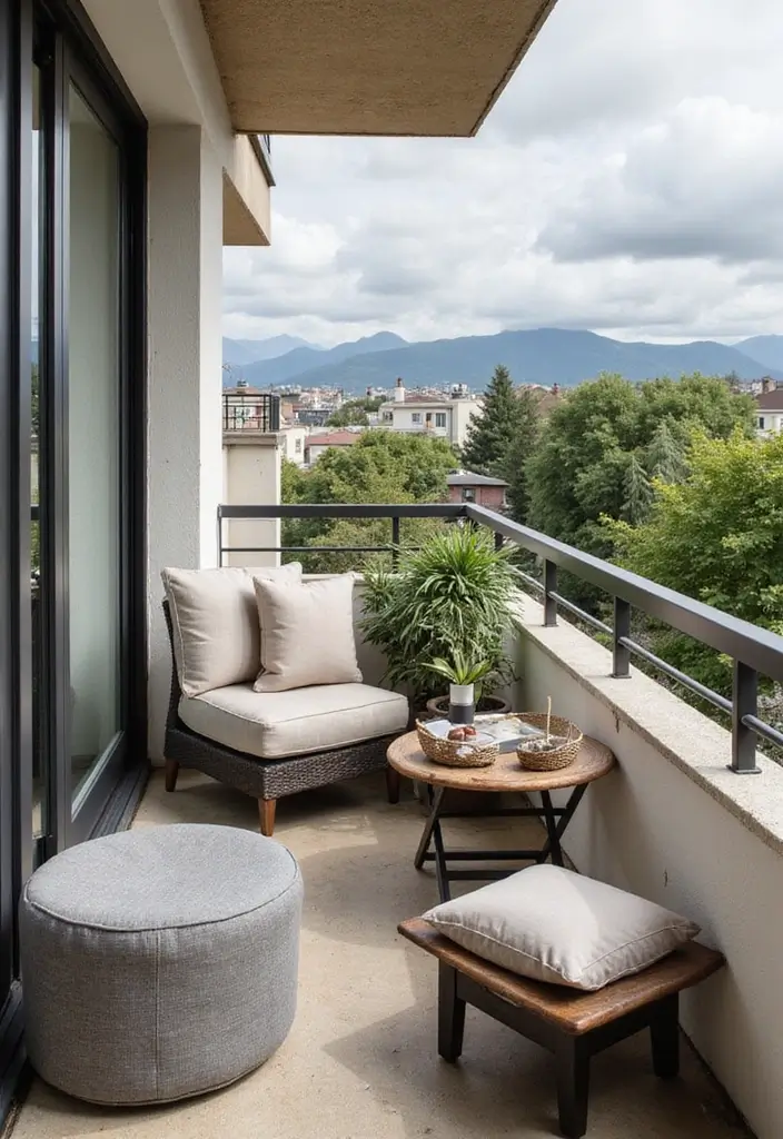 8 Balcony House Design Inspirations to Transform Your Outdoor Living Spaces - 3. Multifunctional Furniture: Smart Small Balcony Design
