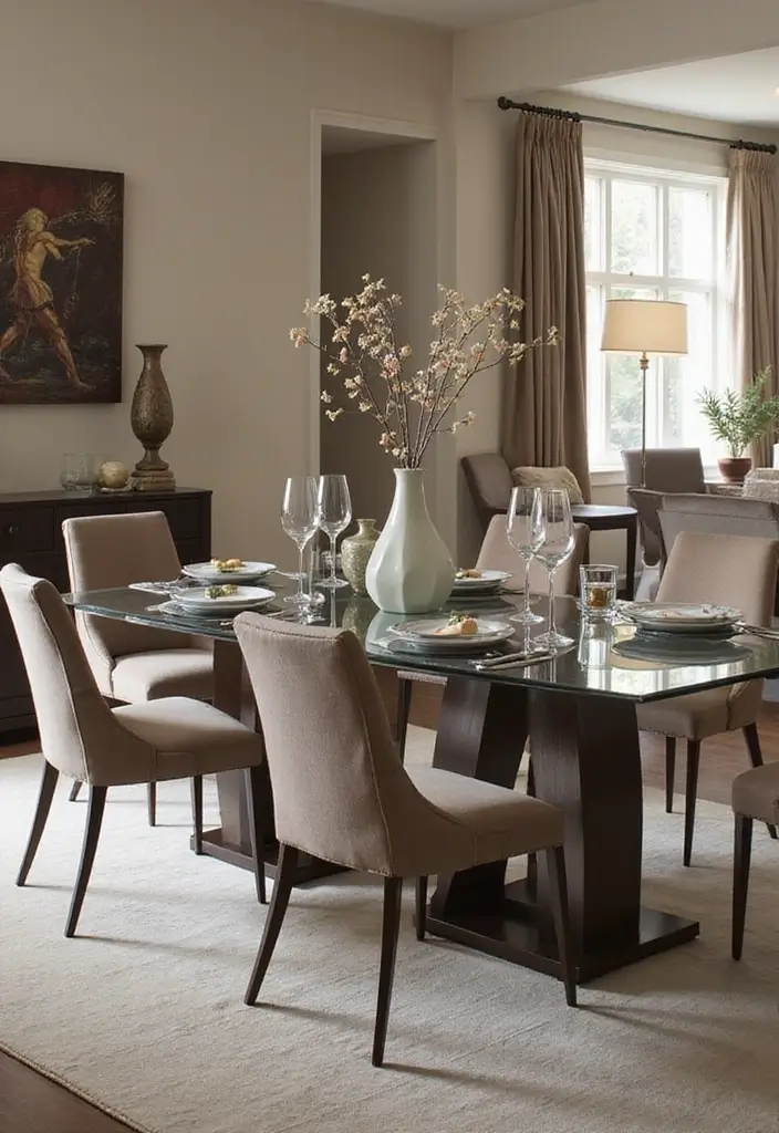 8 Best 8-Seat Dining Room Tables for Entertaining - 1. The Sleek Glass Top Elegance