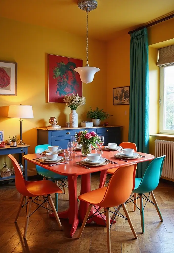 8 Best 8-Seat Dining Room Tables for Entertaining - 6. Bold Color Statements