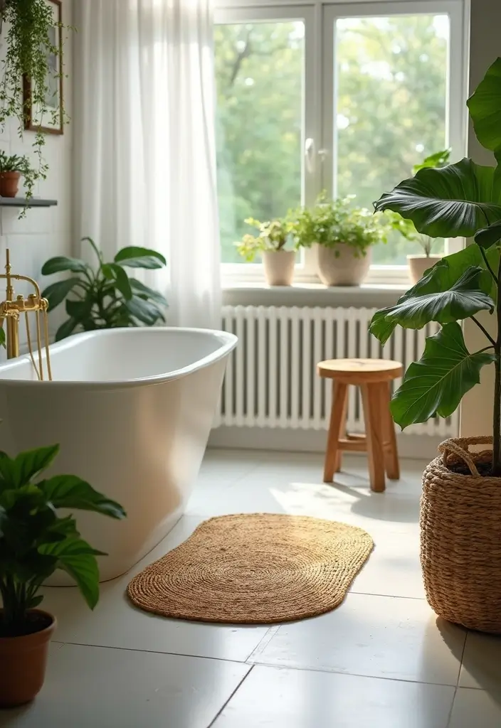 8 Cozy Bathroom Rugs for Comfort - 4. Jute and Hemp Textures