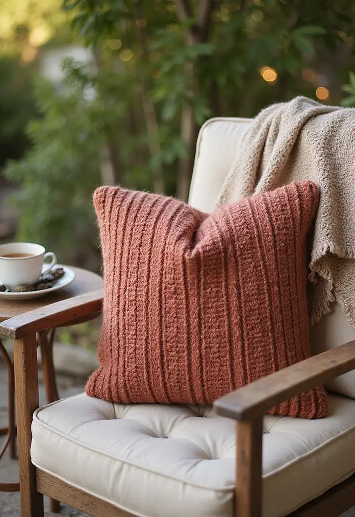 8 Cozy Fall Decor Pillows for Your Sofa - 2. Recycled Plastic Bottle Knit Pillow